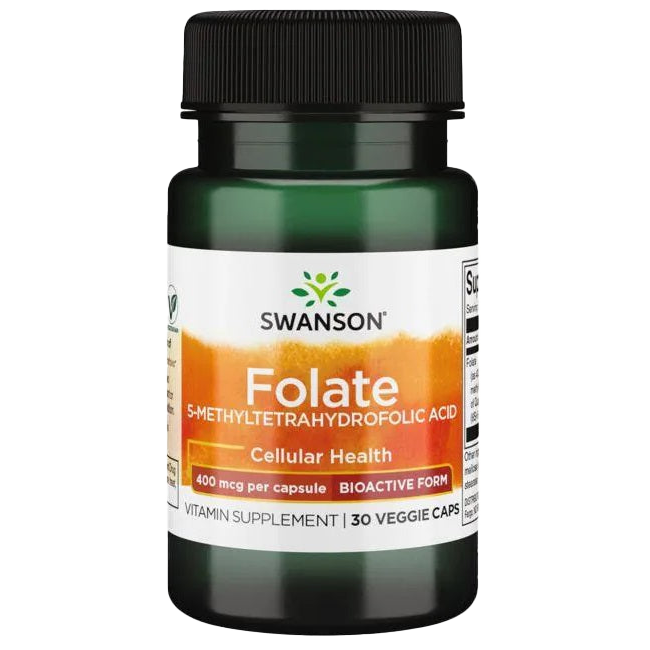 Swanson Folat (5-MethyltetrahydrofolsĂ€ure), 400 ”g â 30 Kapseln