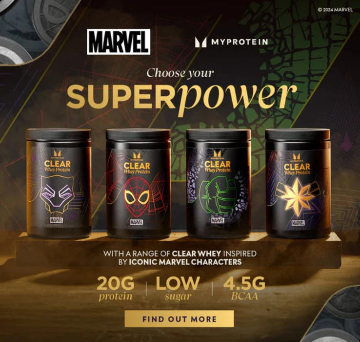 MyProtein Clear Whey Isolate MARVEL Edition 500g â High Protein, Zero Fat, Low Calorie, Limited Edition Superhero Flavors