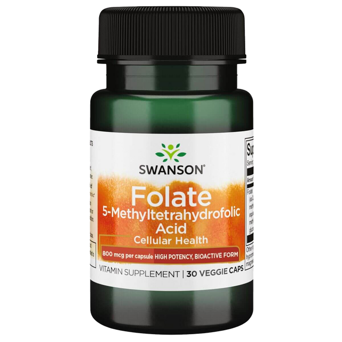 Swanson Folat (5-MethyltetrahydrofolsĂ€ure), 800 mcg â 30 Kapseln