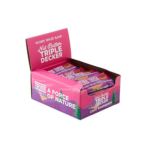 Tribe Nut Butter Triple Decker Plant Protein Bar 12x40g Choc Raspberry - Protein Bars at MySupplementShop by Tribe