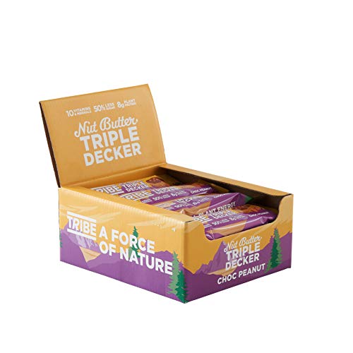 Tribe Nut Butter Triple Decker Plant Protein Bar 12x40g Choc Peanut - Default Title - Protein Bars at MySupplementShop by Tribe