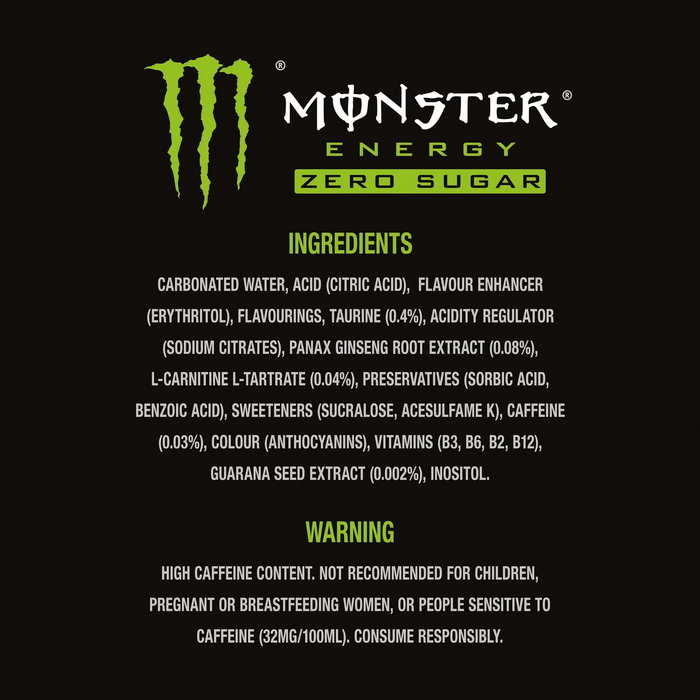 Monster Energy ZERO Sugar - 12 x 500ml