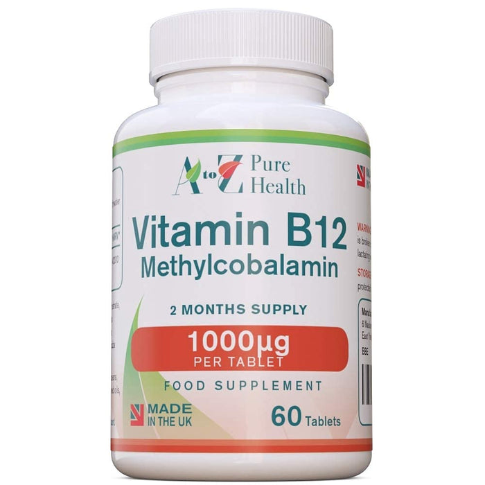 A to Z Pure Health Vitamin B12 Methylcobalamin 60 Tablets - Brain & Memory at MySupplementShop by A To Z Pure Health