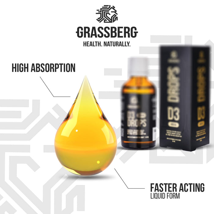 Grassberg Vitamin D3 Drops, 400IU - 50 ml. - Sports Supplements at MySupplementShop by Grassberg