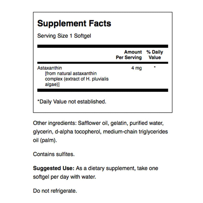 Swanson Astaxanthin, 4mg - 60 softgels - Health and Wellbeing at MySupplementShop by Swanson