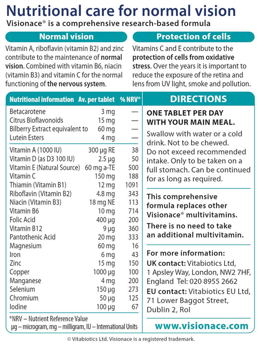 Vitabiotics Visionace 30 Capsules - Other at MySupplementShop by Vitabiotics