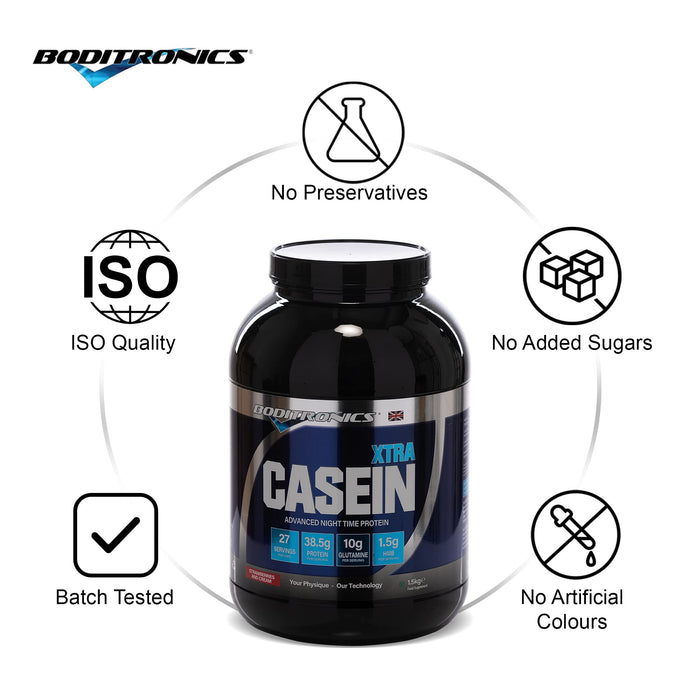 Casein Xtra Strawberries & Cream 1.5kg - Sports Nutrition at MySupplementShop by Boditronics