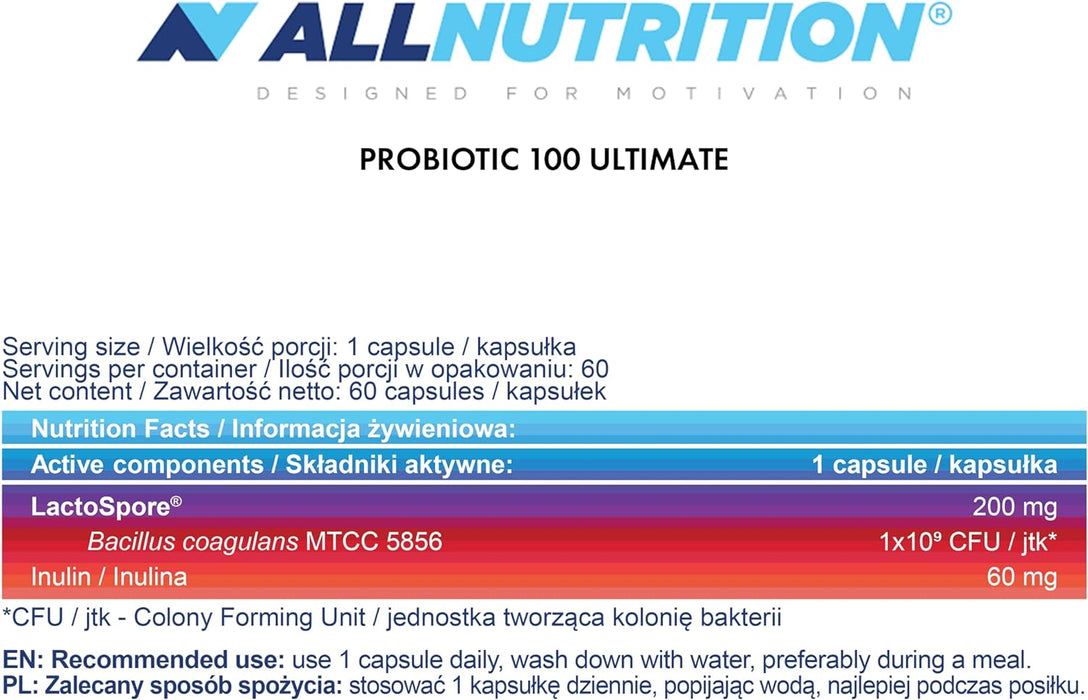 Allnutrition Probiotic 100 Ultimate - 60 caps - Skin Care at MySupplementShop by Allnutrition