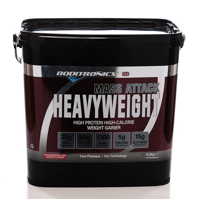 Mass Attack Heavyweight Strawberries & Cream 6kg - Sports Nutrition at MySupplementShop by Boditronics