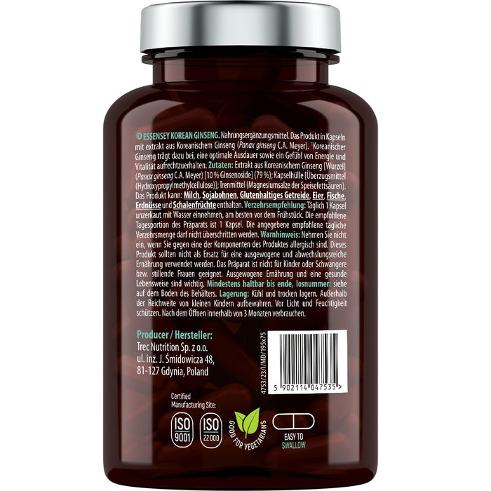 Korean Ginseng, 500mg - 90 caps - Health and Wellbeing at MySupplementShop by Essensey