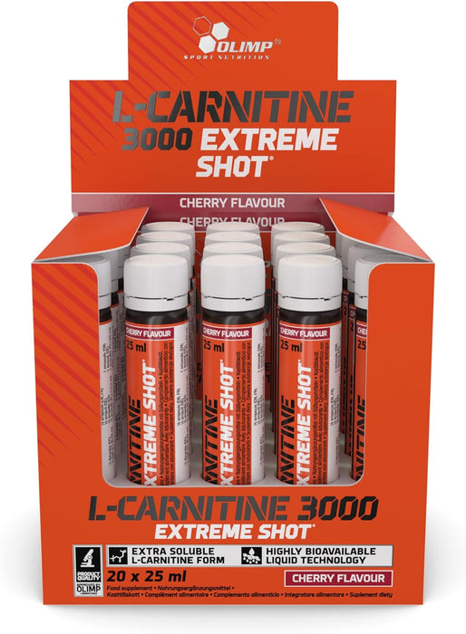 Olimp Nutrition L-Carnitine 3000 Extreme Shot, Cherry - 20 x 25ml - Amino Acids and BCAAs at MySupplementShop by Olimp Nutrition