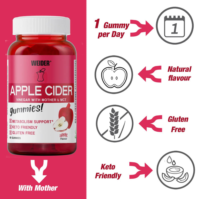 Weider Cider 50 gummies - Vinegar Capsules at MySupplementShop by Weider