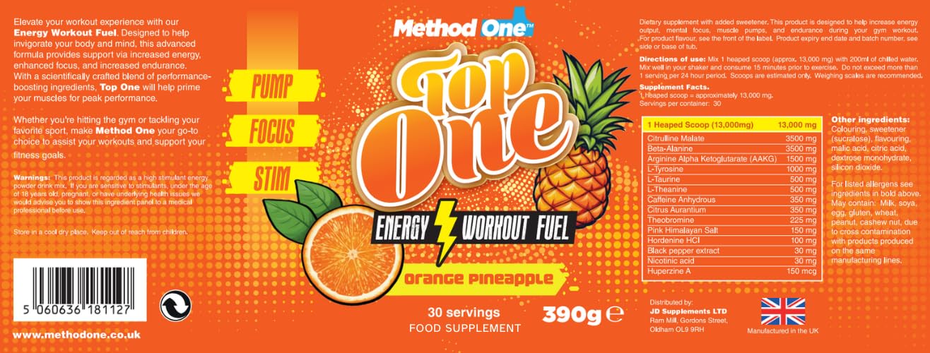 Method 1 Top One Pre Workout 390g - Beta-Alanine at MySupplementShop by Method 1
