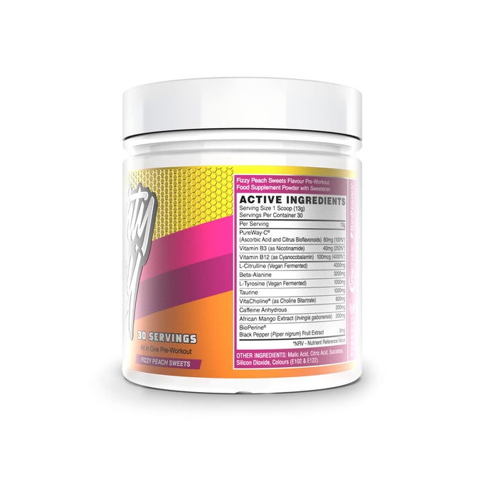 Naughty Boy Energy 390g Fizzy Peach Sweets - Pre & Post Workout at MySupplementShop by Naughty Boy