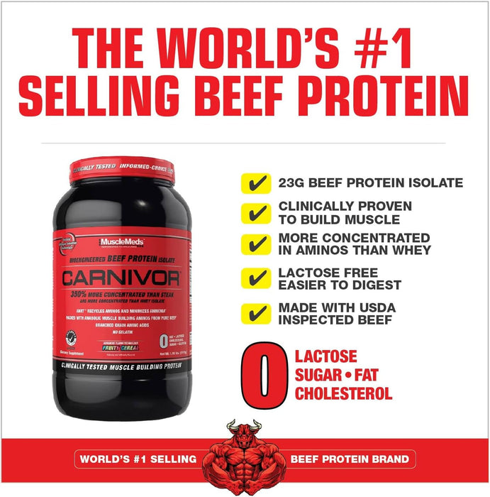 MuscleMeds CARNIVOR Beef Protein | 23g Protein | Sugar & Lactose-Free