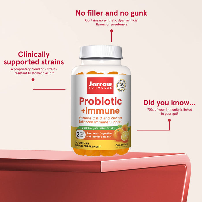 Jarrow Formulas Probiotic + Immune, Orange - 60 gummies - Health and Wellbeing at MySupplementShop by Jarrow Formulas