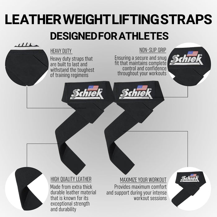 Schiek 1000LLS - Leather Lifting Straps - Lifting Straps at MySupplementShop by Schiek Sports