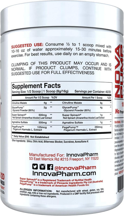 Innovapharm NovaPump Stim Free Pre Workout 320g