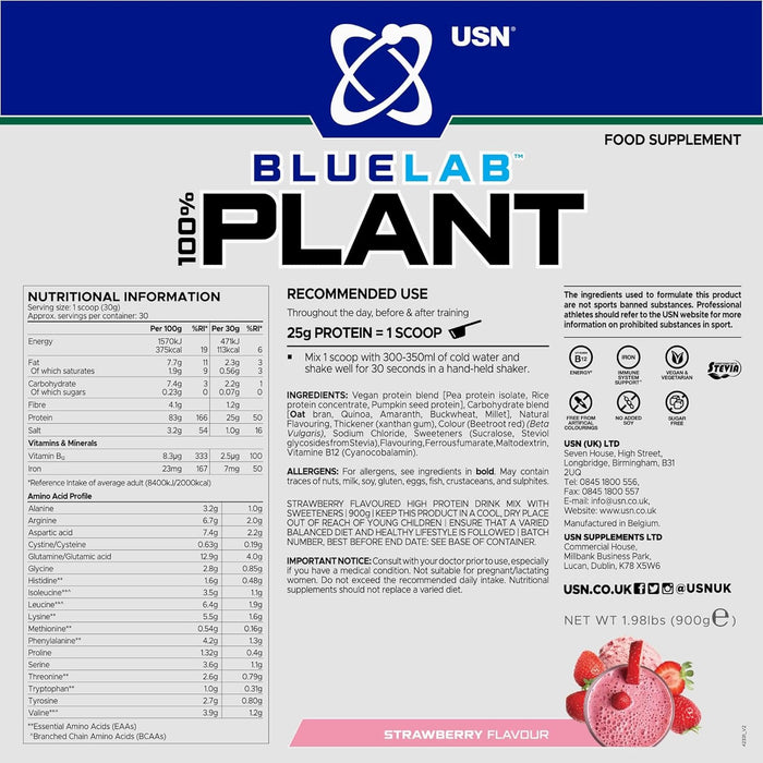 USN 100% Plant Protein 900g 30 Servings