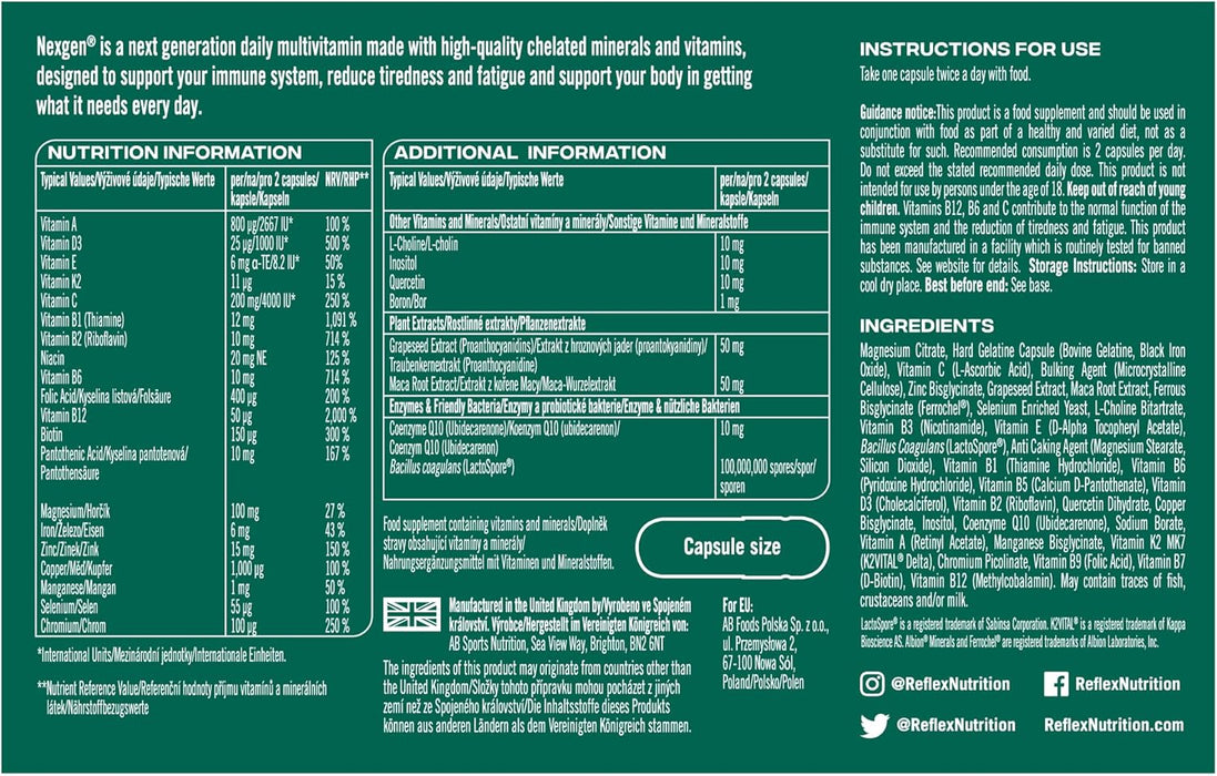 Reflex Nutrition Nexgen Sports Multivitamin - 60 caps