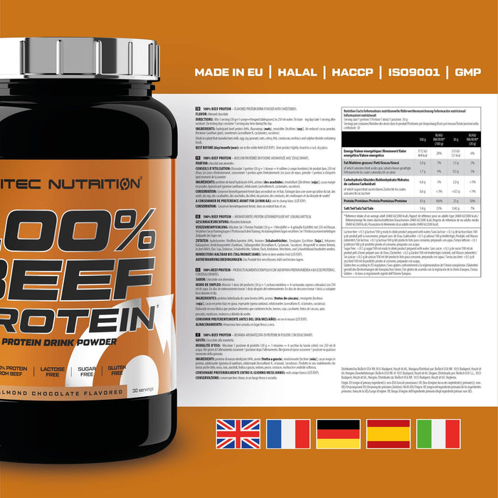 SciTec 100% Beef Protein, Almond Chocolate 900g - Beef Proteins at MySupplementShop by SciTec