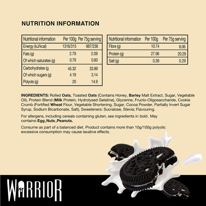 Warrior Raw Protein Flapjack 12x75g Cookies & Cream - Health Foods at MySupplementShop by Warrior Raw