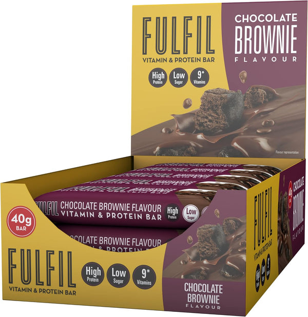 Fulfil Vitamin and Protein Bar (15 x 40g Bars) 20g High Protein, 9 Vitamins, Low Sugar - Chocolate Brownie - Protein Bar at MySupplementShop by Fulfil