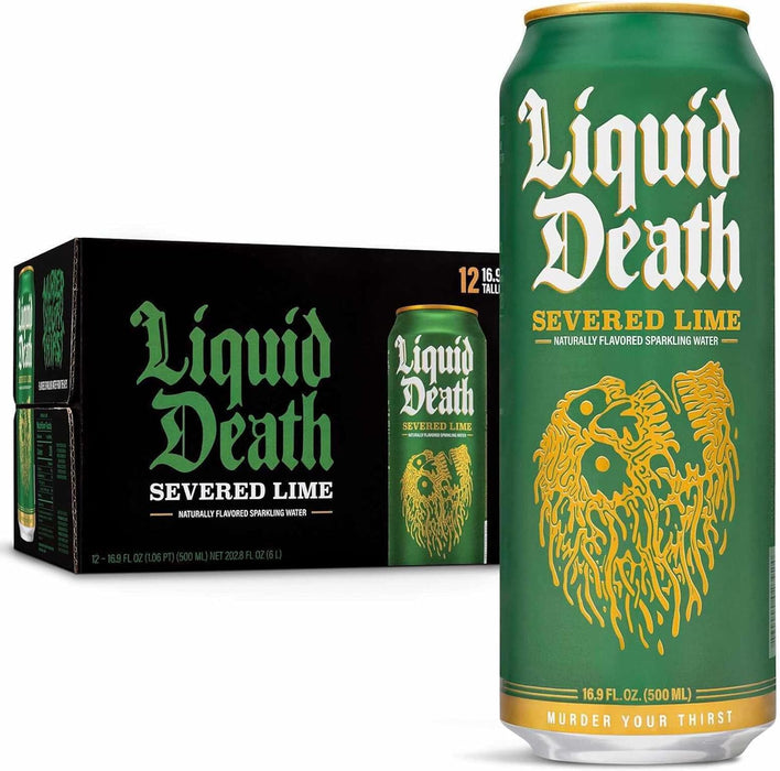 Liquid Death Sparkling Water 12 x 500ml - Severed Lime - Sparkling Water at MySupplementShop by Liquid Death