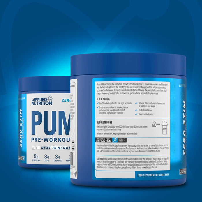 Applied Nutrition Pump 3G Pre-Workout (Zero Stimulant), Fruit Burst (EAN 634158794346) - 375g - Nitric Oxide Boosters at MySupplementShop by Applied Nutrition