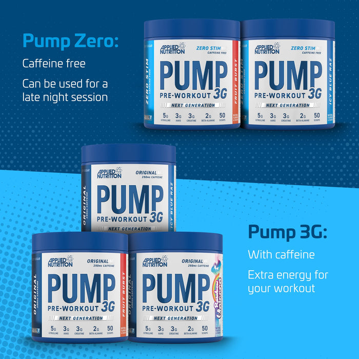 Applied Nutrition Pump 3G Pre-Workout (Zero Stimulant), Fruit Burst (EAN 634158794346) - 375g - Nitric Oxide Boosters at MySupplementShop by Applied Nutrition