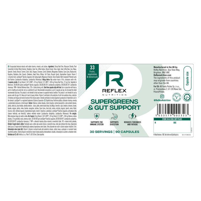 Reflex Nutrition Supergreens & Gut Support 90 Cap - Nutritional Supplement at MySupplementShop by Reflex Nutrition