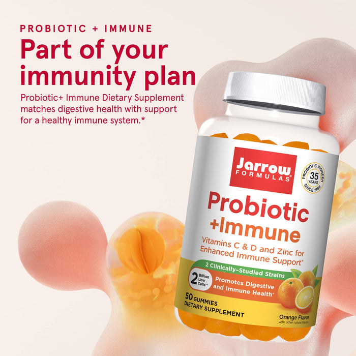 Jarrow Formulas Probiotic + Immune, Orange - 60 gummies - Health and Wellbeing at MySupplementShop by Jarrow Formulas