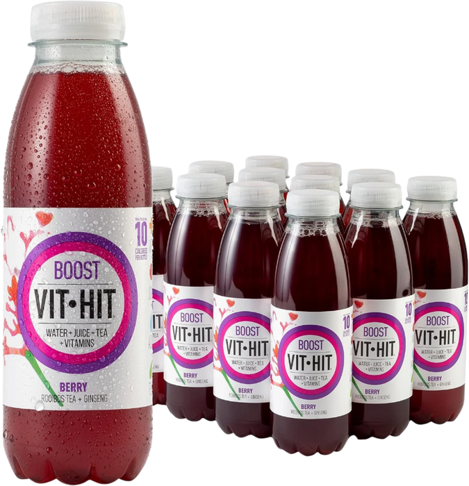 Vit-Hit 12 x 500ml – Low-Calorie Vitamin Drink with Functional Teas