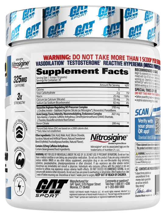 GAT Nitraflex Advanced Blue Raspberry  300g - Nitric Oxide Boosters at MySupplementShop by GAT