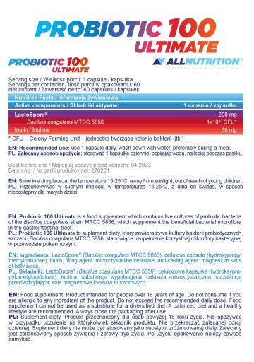 Allnutrition Probiotic 100 Ultimate - 60 caps - Skin Care at MySupplementShop by Allnutrition