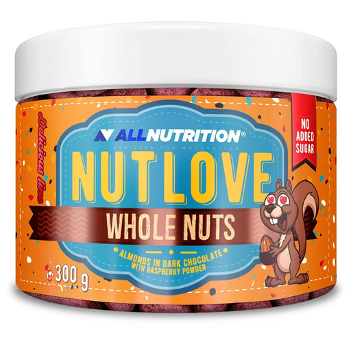 Allnutrition Nutlove Whole Nuts, Almonds in Dark Chocolate with Raspberry Powder - 300g
