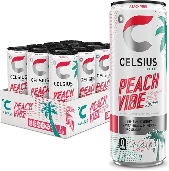 CELSIUS Fantasy Vibe Energy Drink 12x355ml – Zero Sugar, 200mg Caffeine, Refreshing Citrus Flavor