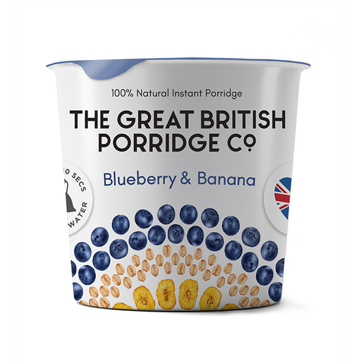 The Great British Porridge Co 100% Natural Instant Porridge 8x60g - Blueberry & Banana - Breakfast Cereal at MySupplementShop by The Great British Porridge Co.