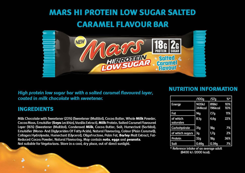 Mars Hi Protein Low Sugar 12x57g Salted Caramel
