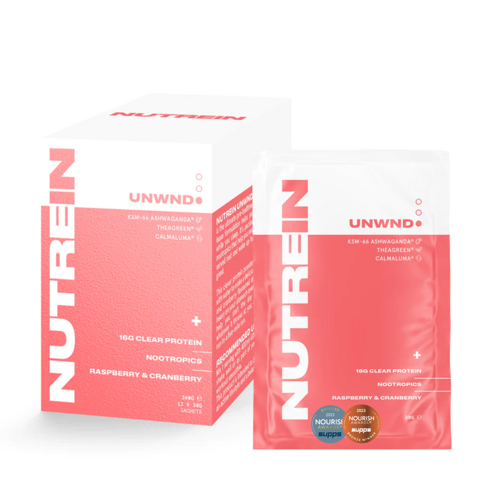 Nutrein UNWND 12x30g Raspberry & Cranberry - Protein Powder at MySupplementShop by Nutrein