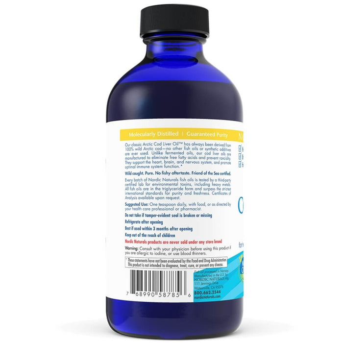 Nordic Naturals Arctic Cod Liver Oil 1060mg 8oz (Lemon) - Health and Wellbeing at MySupplementShop by Nordic Naturals