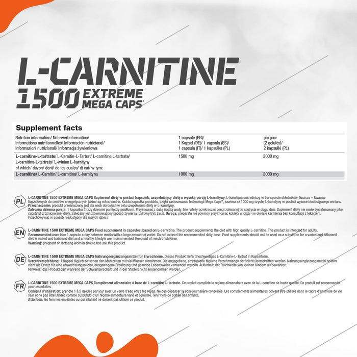 Olimp Nutrition L-Carnitin 1500 Extreme – 120 Kapseln