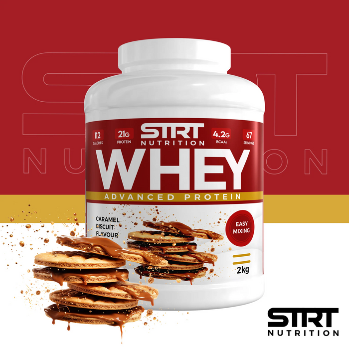 STRT Nutrition Whey Protein 2kg – 21g Protein, 67 Servings, Multiple Flavours