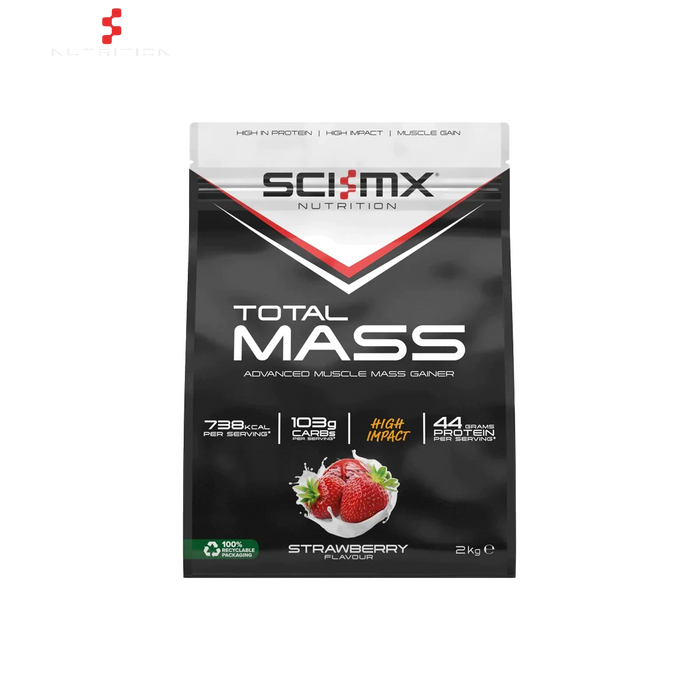 Sci-MX Total Mass 2kg 16 Servings - Strawberry - Mass Gainer at MySupplementShop by Sci-MX