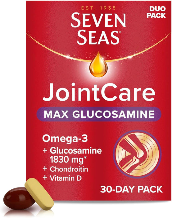 Seven Seas JointCare MAX GLUCOSAMINE 2X30 Capsules – High Strength Glucosamine with Omega-3 & Chondroitin