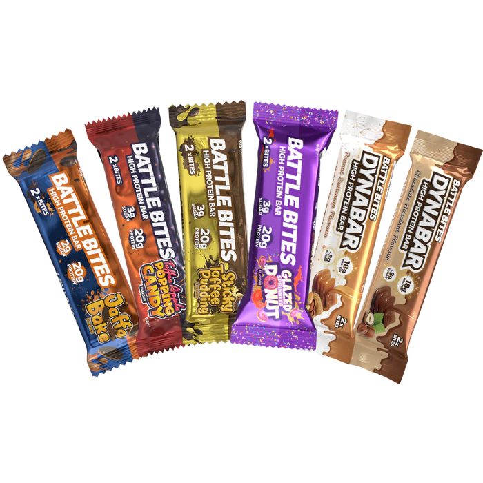 Battle Bites Protein Bars – High Protein, Low Sugar Snack – All Flavours Available 12x62g