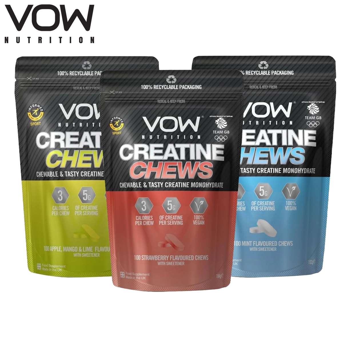 VOW Nutrition 100 x Creatine Chews - Creatine Powder at MySupplementShop by VOW Nutrition