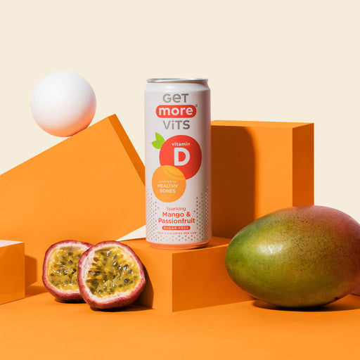 Get More Vits VIT D Can Sparkling Mango & Passionfruit 12 x 330 ml - Sports Nutrition at MySupplementShop by Get More Vits