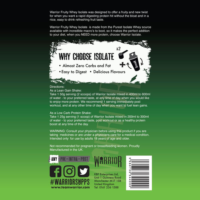 Warrior Fruity Whey Isolate 375g - Whey Proteins at MySupplementShop by Warrior