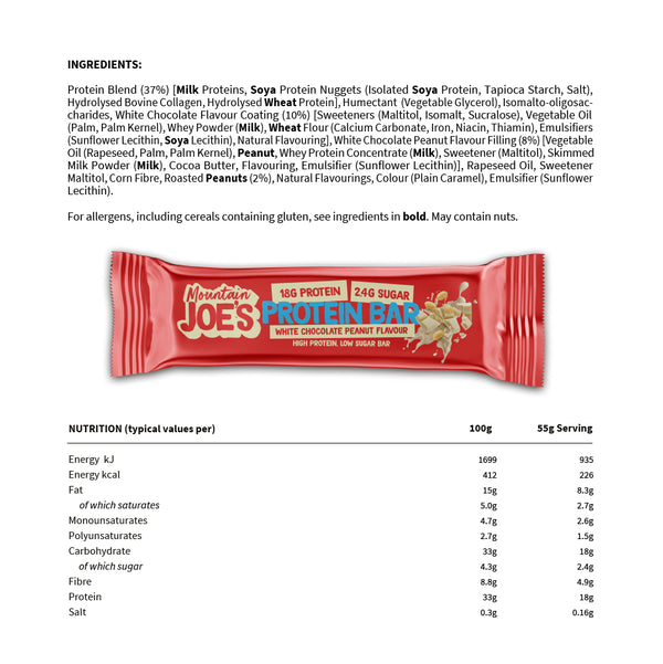 Mountain Joe's Protein Bar 12x55g - Protein Bars at MySupplementShop by Mountain Joe's